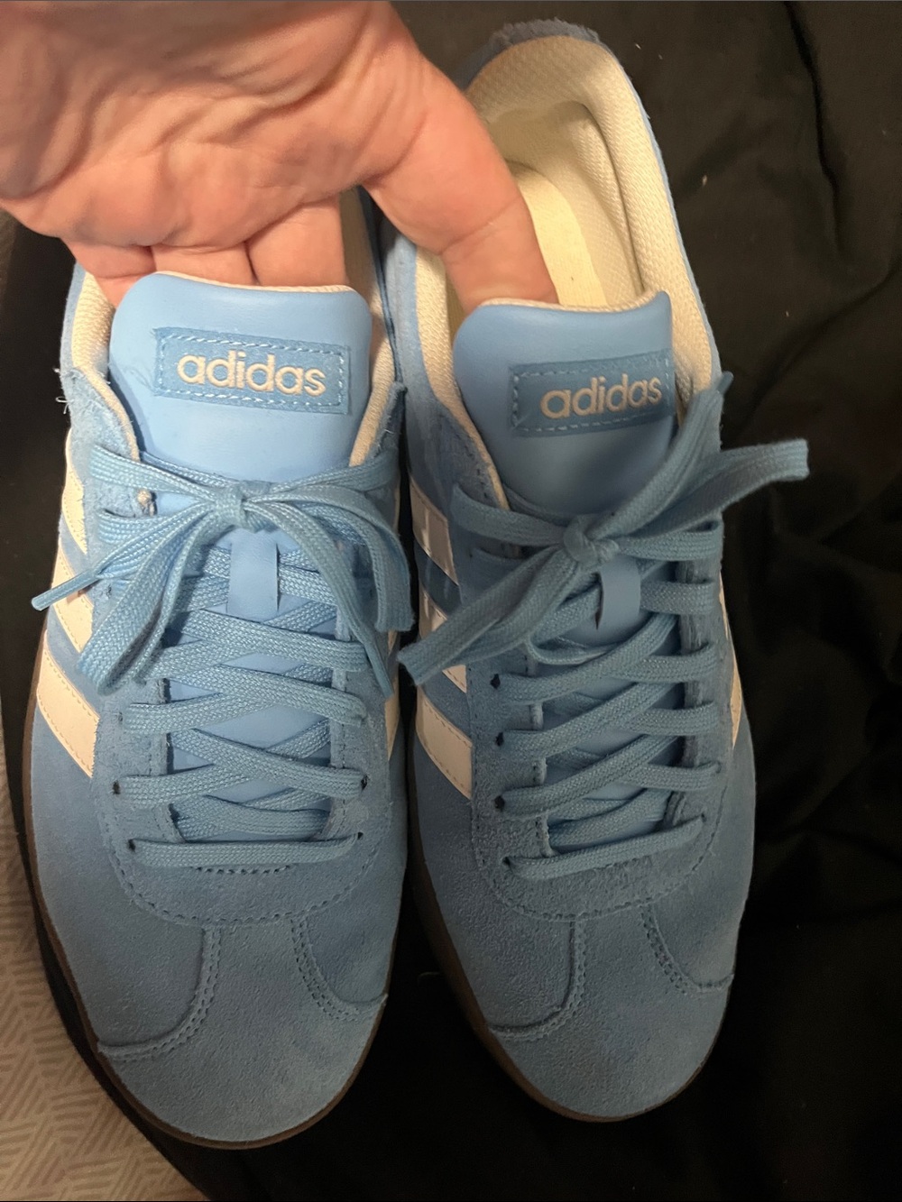 adidas Sky Blue Suede Sneakers with White Stripes - Picture 5 of 7
